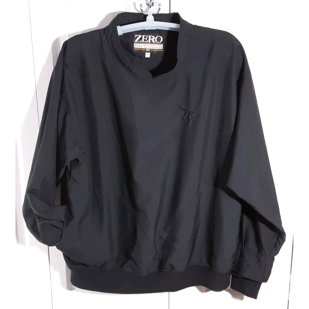Zero Restriction Men's XL Black Jacket Windbreaker Windshirt Snap Cuff Pullover